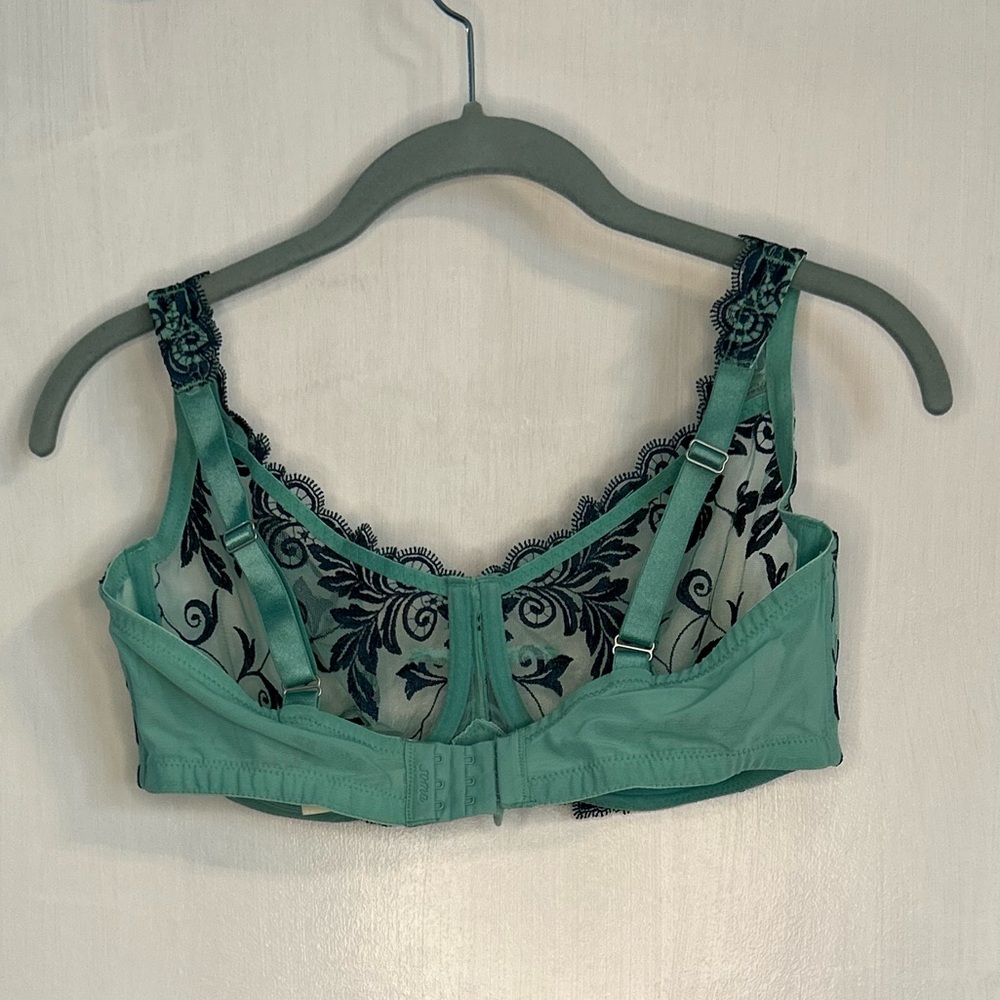 NWOT Soma Sensuous Lace Unlined Bra with Underwire, Wasabi/Poseidon, Size 38D - Picture 4 of 11